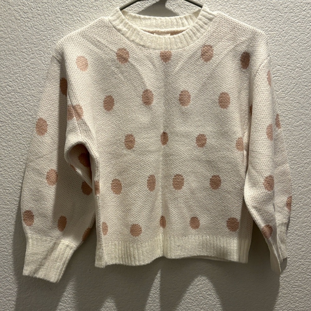 Girls Polka Dot Sweater In Ivory - Picture 5 of 12